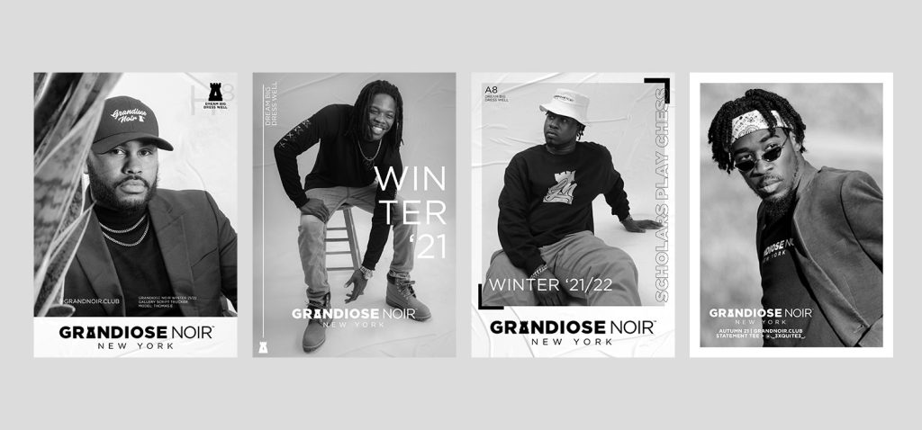 Various billboard ads for Grandiose Noir Brand.